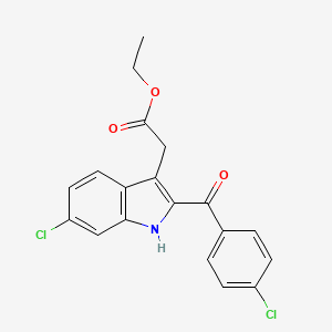molecular formula C19H15Cl2NO3 B3050027 Ethyl 2-(6-chloro-2-(4-chlorobenzoyl)-1H-indol-3-yl)acetate CAS No. 231294-93-2