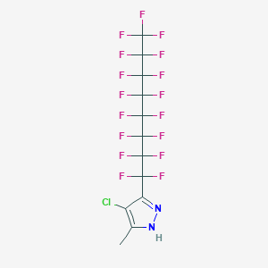 molecular formula C12H4ClF17N2 B3050046 4-chloro-3-(1,1,2,2,3,3,4,4,5,5,6,6,7,7,8,8,8-heptadecafluorooctyl)-5-methyl-1H-pyrazole CAS No. 232587-49-4