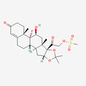 9-Fluoro-11-hydroxy-16,17-((1-methylethylidene)bis(oxy))-21-((methylsulfonyl)oxy)pregn-4-ene-3,20-dione, (11beta,16alpha)-