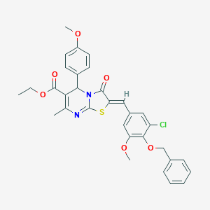 molecular formula C32H29ClN2O6S B305016 ethyl 2-[4-(benzyloxy)-3-chloro-5-methoxybenzylidene]-5-(4-methoxyphenyl)-7-methyl-3-oxo-2,3-dihydro-5H-[1,3]thiazolo[3,2-a]pyrimidine-6-carboxylate 