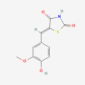 molecular formula C11H9NO4S B3050164 (Z)-5-(4-羟基-3-甲氧基亚苄基)噻唑烷-2,4-二酮 CAS No. 24044-50-6