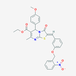 molecular formula C31H27N3O7S B305024 ethyl 2-[3-({2-nitrobenzyl}oxy)benzylidene]-5-(4-methoxyphenyl)-7-methyl-3-oxo-2,3-dihydro-5H-[1,3]thiazolo[3,2-a]pyrimidine-6-carboxylate 