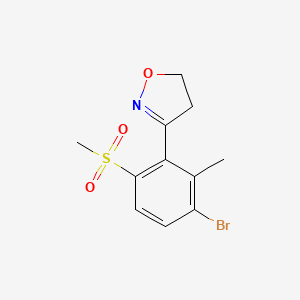 molecular formula C11H12BrNO3S B3050283 Isoxazole, 3-[3-bromo-2-methyl-6-(methylsulfonyl)phenyl]-4,5-dihydro- CAS No. 247922-29-8