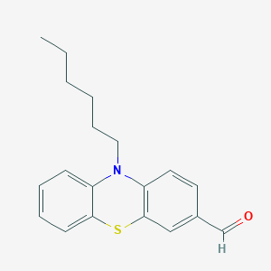 molecular formula C19H21NOS B3050310 10-Hexyl-10H-phenothiazine-3-carbaldehyde CAS No. 250347-30-9
