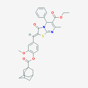 molecular formula C35H36N2O6S B305038 ethyl 2-{4-[(1-adamantylcarbonyl)oxy]-3-methoxybenzylidene}-7-methyl-3-oxo-5-phenyl-2,3-dihydro-5H-[1,3]thiazolo[3,2-a]pyrimidine-6-carboxylate 