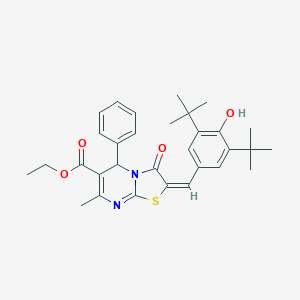 molecular formula C31H36N2O4S B305050 ethyl 2-(3,5-ditert-butyl-4-hydroxybenzylidene)-7-methyl-3-oxo-5-phenyl-2,3-dihydro-5H-[1,3]thiazolo[3,2-a]pyrimidine-6-carboxylate 