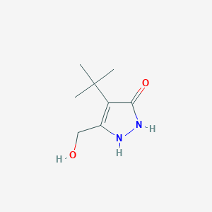 molecular formula C8H14N2O2 B3050515 4-Tert-butyl-3-(hydroxymethyl)-1H-pyrazol-5-OL CAS No. 265643-77-4