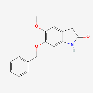 molecular formula C16H15NO3 B3050569 5-Methoxy-6-phenylmethoxy-1,3-dihydroindol-2-one CAS No. 27065-62-9