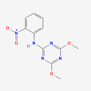 molecular formula C11H11N5O4 B3050604 4,6-dimethoxy-N-(2-nitrophenyl)-1,3,5-triazin-2-amine CAS No. 27315-30-6