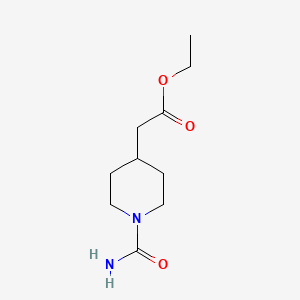 molecular formula C10H18N2O3 B3050693 2-(1-氨基甲酰基哌啶-4-基)乙酸乙酯 CAS No. 279236-51-0