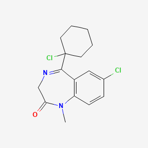 molecular formula C16H18Cl2N2O B3050794 7-Chloro-5-(1-chlorocyclohexyl)-1,3-dihydro-1-methyl-2H-1,4-benzodiazepin-2-one CAS No. 28781-62-6