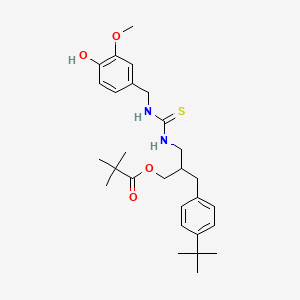 molecular formula C28H40N2O4S B3050825 [2-[(4-Tert-butylphenyl)methyl]-3-[(4-hydroxy-3-methoxyphenyl)methylcarbamothioylamino]propyl] 2,2-dimethylpropanoate CAS No. 289902-71-2