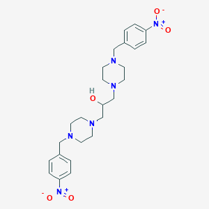 molecular formula C25H34N6O5 B305084 1,3-Bis[4-[(4-nitrophenyl)methyl]piperazin-1-yl]propan-2-ol 