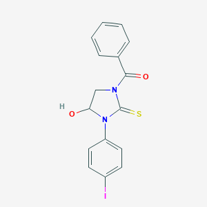 molecular formula C16H13IN2O2S B305088 1-Benzoyl-4-hydroxy-3-(4-iodophenyl)-2-imidazolidinethione 