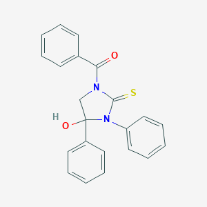 molecular formula C22H18N2O2S B305091 1-Benzoyl-4-hydroxy-3,4-diphenyl-2-imidazolidinethione 