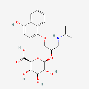 molecular formula C22H29NO9 B3050938 beta-D-Glucopyranosiduronic acid, 2-[(4-hydroxy-1-naphthalenyl)oxy]-1-[[(1-methylethyl)amino]methyl]ethyl CAS No. 29858-53-5