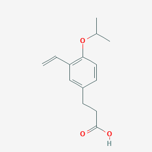 molecular formula C14H18O3 B3050972 Benzenepropanoic acid, 3-ethenyl-4-(1-methylethoxy)- CAS No. 301225-03-6