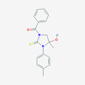 molecular formula C18H18N2O2S B305098 1-Benzoyl-4-hydroxy-4-methyl-3-(4-methylphenyl)imidazolidine-2-thione 