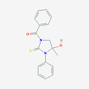 molecular formula C17H16N2O2S B305101 1-Benzoyl-4-hydroxy-4-methyl-3-phenylimidazolidine-2-thione 