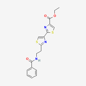 molecular formula C18H17N3O3S2 B3051061 Ethyl 2-[2-(2-benzamidoethyl)-1,3-thiazol-4-yl]-1,3-thiazole-4-carboxylate CAS No. 30760-79-3