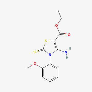 molecular formula C13H14N2O3S2 B3051132 Ethyl 4-amino-3-(2-methoxyphenyl)-2-thioxo-2,3-dihydro-1,3-thiazole-5-carboxylate CAS No. 312922-29-5