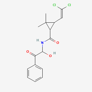 molecular formula C16H17Cl2NO3 B3051142 3-(2,2-Dichloroethenyl)-N-(1-hydroxy-2-oxo-2-phenylethyl)-2,2-dimethyl-cyclopropanecarboxamide CAS No. 313506-84-2