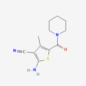 molecular formula C12H15N3OS B3051147 2-Amino-4-methyl-5-(piperidin-1-ylcarbonyl)thiophene-3-carbonitrile CAS No. 313971-49-2