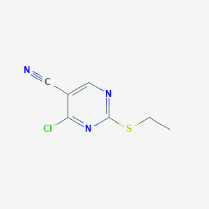 molecular formula C7H6ClN3S B3051181 4-Chloro-2-(ethylthio)pyrimidine-5-carbonitrile CAS No. 317830-03-8