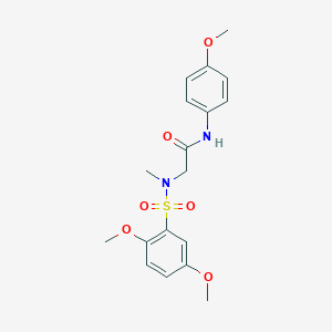molecular formula C18H22N2O6S B305119 2-[[(2,5-dimethoxyphenyl)sulfonyl](methyl)amino]-N-(4-methoxyphenyl)acetamide 