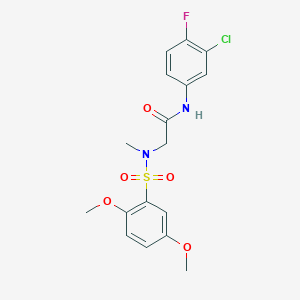 molecular formula C17H18ClFN2O5S B305122 N-(3-chloro-4-fluorophenyl)-2-[[(2,5-dimethoxyphenyl)sulfonyl](methyl)amino]acetamide 