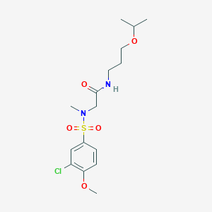 molecular formula C16H25ClN2O5S B305125 2-[[(3-chloro-4-methoxyphenyl)sulfonyl](methyl)amino]-N-(3-isopropoxypropyl)acetamide 