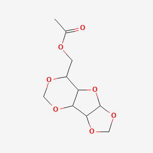 molecular formula C10H14O7 B3051259 3,5,7,10,12-Pentaoxatricyclo[6.4.0.02,6]dodecan-9-ylmethyl acetate CAS No. 32448-00-3