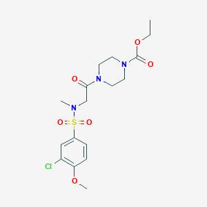 molecular formula C17H24ClN3O6S B305127 ethyl 4-{N-[(3-chloro-4-methoxyphenyl)sulfonyl]-N-methylglycyl}piperazine-1-carboxylate 