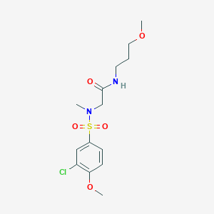 molecular formula C14H21ClN2O5S B305133 2-[[(3-chloro-4-methoxyphenyl)sulfonyl](methyl)amino]-N-(3-methoxypropyl)acetamide 