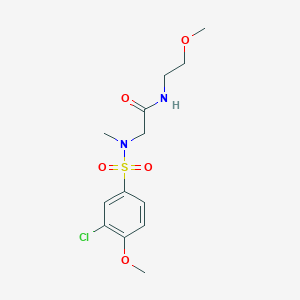 molecular formula C13H19ClN2O5S B305134 2-[[(3-chloro-4-methoxyphenyl)sulfonyl](methyl)amino]-N-(2-methoxyethyl)acetamide 