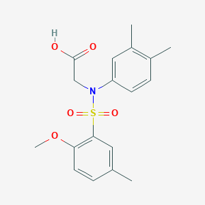 molecular formula C18H21NO5S B305135 2-(N-(2-methoxy-5-methylphenyl)sulfonyl-3,4-dimethylanilino)acetic acid 