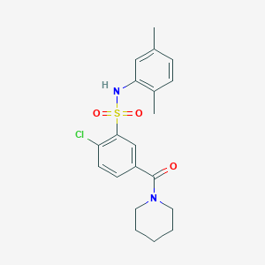 molecular formula C20H23ClN2O3S B305136 2-chloro-N-(2,5-dimethylphenyl)-5-(1-piperidinylcarbonyl)benzenesulfonamide 