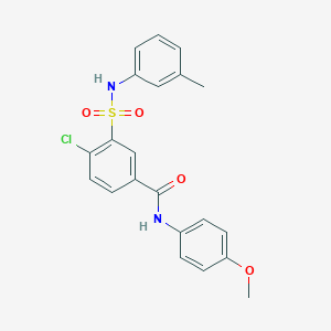 molecular formula C21H19ClN2O4S B305137 4-chloro-N-(4-methoxyphenyl)-3-[(3-methylphenyl)sulfamoyl]benzamide 