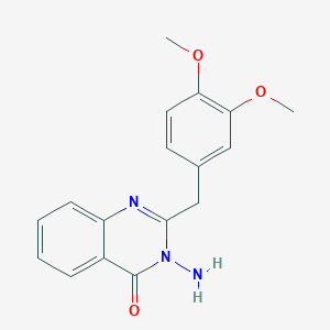 molecular formula C17H17N3O3 B3051392 3-Amino-2-(3,4-dimethoxybenzyl)-3,4-dihydroquinazolin-4-one CAS No. 334498-89-4