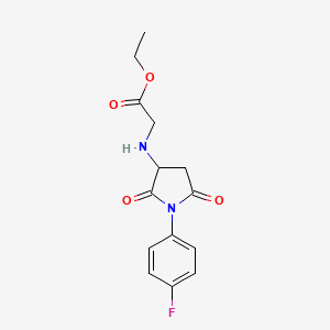 molecular formula C14H15FN2O4 B3051488 乙基 N-[1-(4-氟苯基)-2,5-二氧代吡咯烷-3-基]甘氨酸酯 CAS No. 340703-52-8