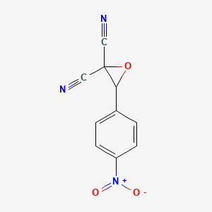 molecular formula C10H5N3O3 B3051549 2,2-Oxiranedicarbonitrile, 3-(4-nitrophenyl)- CAS No. 34559-52-9