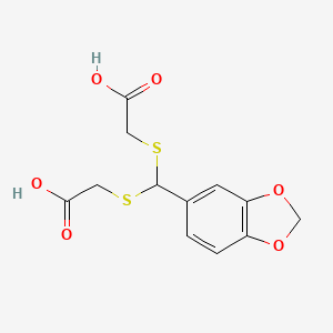 molecular formula C12H12O6S2 B3051595 Acetic acid, 2,2'-(piperonylidenedithio)DI- CAS No. 34914-27-7