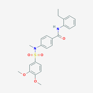 molecular formula C24H26N2O5S B305160 4-[[(3,4-dimethoxyphenyl)sulfonyl](methyl)amino]-N-(2-ethylphenyl)benzamide 