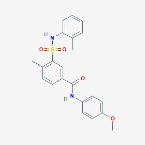 molecular formula C22H22N2O4S B305163 N-(4-methoxyphenyl)-4-methyl-3-[(2-methylphenyl)sulfamoyl]benzamide 