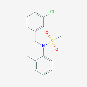 molecular formula C15H16ClNO2S B305164 N-(3-chlorobenzyl)-N-(2-methylphenyl)methanesulfonamide 