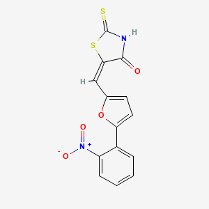 molecular formula C14H8N2O4S2 B3051678 (E)-5-((5-(2-nitrophenyl)furan-2-yl)methylene)-2-thioxothiazolidin-4-one CAS No. 35386-81-3