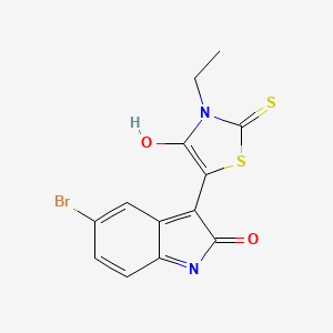 (3Z)-5-bromo-3-(3-ethyl-4-oxo-2-thioxo-1,3-thiazolidin-5-ylidene)-1,3-dihydro-2H-indol-2-one
