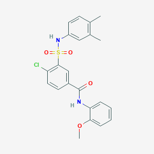molecular formula C22H21ClN2O4S B305170 4-chloro-3-[(3,4-dimethylphenyl)sulfamoyl]-N-(2-methoxyphenyl)benzamide 