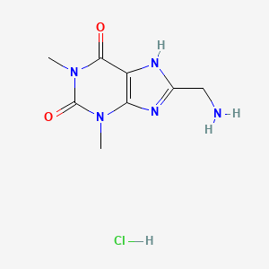 molecular formula C8H12ClN5O2 B3051744 1H-Purine-2,6-dione, 8-(aminomethyl)-3,7-dihydro-1,3-dimethyl-, monohydrochloride CAS No. 35718-21-9
