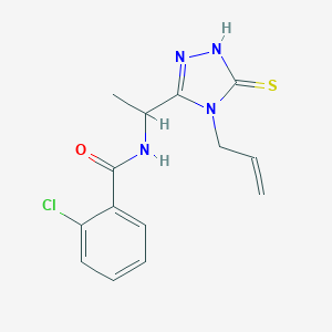 molecular formula C14H15ClN4OS B305177 N-[1-(4-allyl-5-sulfanyl-4H-1,2,4-triazol-3-yl)ethyl]-2-chlorobenzamide 